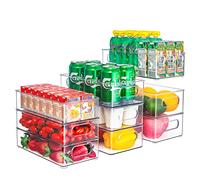 THLEITE Rangement Frigo Transparent, Lot de 9 Organisateur Frigo, Bac Rangement Frigo Plastique, Fridge Organizer, pour Le Réfrigérateur, Cuisine, Armoires - sans BPA