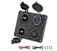 Thlevel 12V Prise Allume Cigare Chargeur Voiture Double 45W PD Type C et 18W QC3.0 USB Panneau avec Interrupteur Voltmètre pour 12V/24V Bateau Camion Caravane