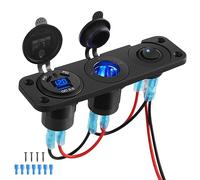 Thlevel 12V Prise Allume Cigare de Chargeur Voiture Double 45W PD Type C et 18W QC3.0 USB avec Voltmètre Numérique LED Interrupteur Étanche pour 12V/24V Voitures Bateaux Moto
