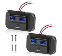 Thlevel 12V Prise Chargeur USB de Voiture 36W Double QC3.0 avec Interrupteur Étanche pour 12V/24V Voitures Bateaux