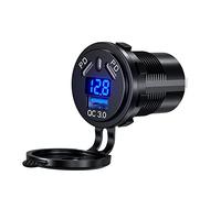Thlevel 12V Prise de Chargeur de Voiture Double 45W PD Type C et 18W QC3.0 USB avec Voltmètre Numérique LED et Interrupteur Étanche pour 9V-32V Voitures Bateaux Moto