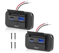 Thlevel 12V Prise de Chargeur USB Voiture 55W PD Type C et 36W QC3.0 avec Interrupteur Étanche pour 12V/24V Voitures Bateaux