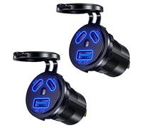 Thlevel 12V Prise de Chargeur Voiture Double 45W PD et 18W QC3.0 avec Interrupteur Étanche pour 12V/ 24V Bateaux Voitures Moto 2 Pièces