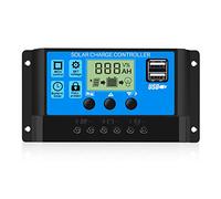 Thlevel 30A 12V/24V Contrôleur de Charge Régulateur Panneau Solaire Batterie Intelligent PWM avec 5V Double Port USB LCD Affichage pour Les Batteries Plomb-acide