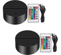 Thlevel 3D Night LED Base de la lampe Télécommande Câble USB Réglable 16 Couleurs Lumières décoratives 2 Pièces