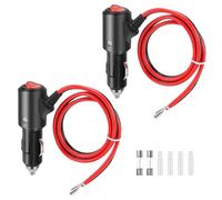 Thlevel Adaptateur Mâle pour Allume Cigare 12V/24V avec 55cm Câble d'extension 14AWG Interrupteurs Fusible 15A Bateau Onduleur de Voiture 2 Pièces