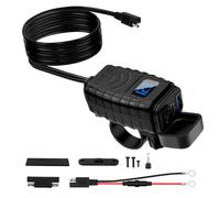 Thlevel Chargeur de Moto USB C 12V 48W QC3.0 et PD Type-C avec Interrupteur Voltmètre LED pour 12V-24V Voiture Camping-Car Véhicule Bateau