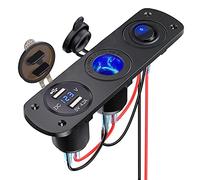 Thlevel Double Panneau de Prise Chargeur Voiture USB avec Séparateur D'allume-Cigarette 12V Voltmètre à LED et Commutateur Indépendant
