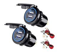 Thlevel Double Prise de Chargeur USB 5V/4.2A avec Interrupteur pour Voiture 12V-24V Bateaux et Marine Moto Camion VUS UTV 2 Pièces