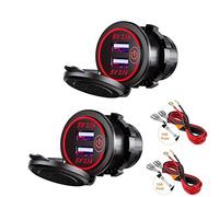 Thlevel Double Prise de Chargeur USB 5V/4.2A avec Interrupteur pour Voiture 12V-24V Bateaux et Marine Moto Camion VUS UTV 2 Pièces
