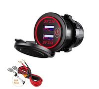 Thlevel Double Prise de Chargeur USB Voiture 5V/4.2A avec Interrupteur pour 12V-24V Bateaux et Marine Moto Camion VUS UTV
