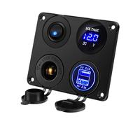 Thlevel Panneau de Commutation Chargeur Voiture 4 en 1 Fonction Dual USB Charger Voltmètre à LED Interrupteur Prise Cigarette pour Bateau Marine