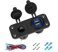 Thlevel Panneau de Commutation Chargeur Voiture Fonction Dual USB Charger Voltmètre à LED Interrupteur Bascule ON/Off Prise Cigarette pour Bateau Marine