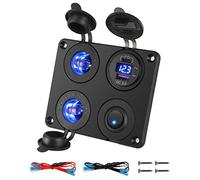 Thlevel Panneau de Prise Chargeur Voiture QC3.0 USB et PD Type C Allume Cigare Interrupteur Voltmètre pour 12V/24V Bateau Camion Caravane