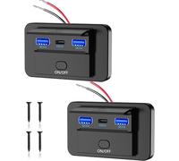 Thlevel Prise de Chargeur USB 12V Voiture 66W QC3.0 et PD3.0 Type C avec Interrupteur Étanche pour 12V/24V Voitures Bateaux Camping-Car