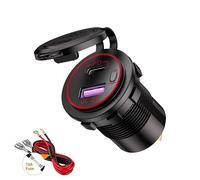 Thlevel Prise de Chargeur Voiture USB QC3.0 et PD Type-C avec LED Interrupteur Étanche pour 12V-24V Voitures Bateaux Moto Red