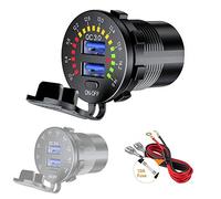 Thlevel Quick Charge 3.0 Voiture Chargeur USB Double Prise de Courant USB Adaptateur étanche Charge Rapide 36W avec LED Voltmètre pour 9V - 32V Bateau Moto ATV Bus Camion