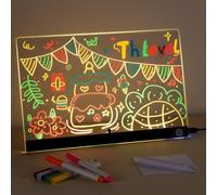 Thlevel Tablette Lumineuse Dessin Tableau lumineux Message LED Acrylique Effaçable 30x20cm avec Interrupteur on/off et 7 couleurs Cadeau Créatif