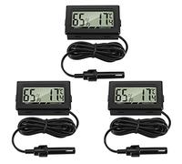 Thlevel Thermomètre Hygromètre Numérique avec Sonde Externes Jauge de Température Humidité Mètre pour Salle Séjour Bureau Reptile Incubateur Volaille 3 Pièces