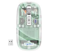 THLMT Souris sans Fil BT 2.4G, Souris de Jeu Bluetooth pour Tablette, Ordinateur Portable, Souris Rechargeables Transparentes pour Ordinateur Portable, Ordinateur Portable, Souris RGB Light (Vert)