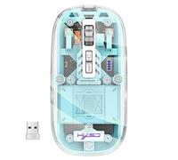 THLMT Souris sans Fil BT 2.4G, Souris de Jeu Bluetooth pour Tablette, Ordinateur Portable, Souris Rechargeables Transparentes pour Ordinateur Portable, Ordinateur Portable, Souris RGB Light (Bleu)