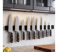 THMINS Bandes magnétiques de 61 cm, support de couteau magnétique pour le rangement des couteaux, porte-outils en métal pour rangement d'ustensiles de cuisine (noir)