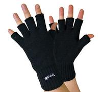 THMO - Homme Hiver Anti Froid Chaud Mitaines Gants sans Doigts avec Thinsulate 3M 40g Doublés Polaire (M/L, Black)
