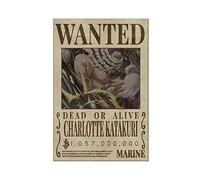 THNIKK One Piece Wanted Katakuri Wanted Dormitory Chambre Art Déco Poster sur toile Décoration murale pour salon chambre à coucher Décoration sans cadre 30 x 45 cm