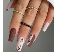 THOANBY Faux Ongles,24 pièces 3D Faux Ongles Moyens Cercueil Appuyez sur Les Ongles Feuilles Simples Acrylique Élégant Couverture complète Autocollants pour Femme
