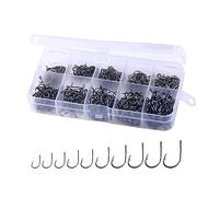 THOANBY Lot de 100/500 hameçons barbelés en acier pour pêche à la carpe, eau salée et eau douce