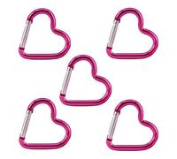 THOANBY Lot de 5 fermoirs à ressort en forme de cœur en alliage d'aluminium - Mousqueton en métal - Pour camping en plein air
