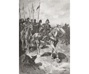 Thomas a Becket menant une armée de chevaliers lors de l'expédition d'Henri II à Toulouse 1159. Thomas Becket alias Saint Thomas de Canterbury Thomas de Londres et Thomas Becket c. 1119/1120 1170
