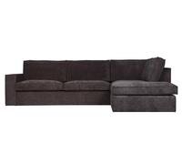 THOMAS - Canapé d'angle droit 5 places velours anthracite Anthracite