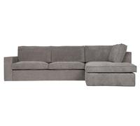 THOMAS - Canapé d'angle droit 5 places velours gris vert Gris