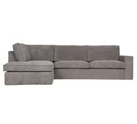 THOMAS - Canapé d'angle gauche 5 places velours gris vert Gris