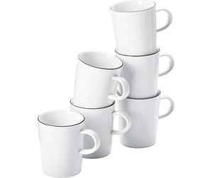 Thomas Cucina-Basic, Colori Black, blanc avec bord noir, lot de 6 tasses avec anse dans un coffret cadeau, 0,28 l, passe au lave-vaisselle et au micro-ondes, design sobre - esthétique et fonctionnel