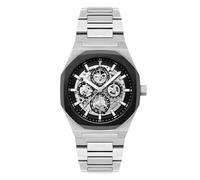 Thomas Earnshaw Discovery Drake ES-8308 Montre automatique squelette avec triple calendrier et bracelet en cuir pour homme 42 mm, Profondeur du corbeau