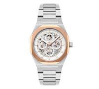 Thomas Earnshaw Discovery Drake ES-8308 Montre automatique squelette avec triple calendrier et bracelet en cuir pour homme 42 mm, Opale crémeuse