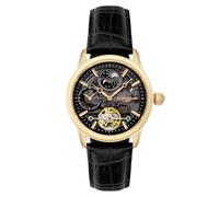 Thomas Earnshaw Longitude Shadow ES-8063-05 Montre automatique pour homme Avec cadran noir à mécanisme apparent et bracelet en cuir noir