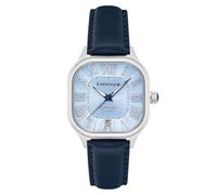Thomas Earnshaw Montre automatique Coussin pour homme 39 mm avec bracelet en cuir ES-8284, bleu/gris, Sangle