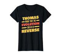 Thomas Evolution Peut Faire l'inverse en prononçant Un nom drôle de Thomas T-Shirt Graphique avec Valeur, Femme, Noir, S