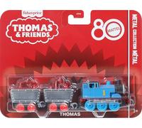 Thomas & Friends par Fisher-Price - Train à Jouets de Collection, Petit Mattel moulé sous Pression 80e Moteur avec décoration Haut de Gamme et 2 Voitures de Stock avec Cargaison en Cristal Rouge