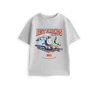 THOMAS & FRIENDS T-Shirt Gris à Manches Courtes et Ses Amis pour garçon | Col Rond, Motif Thomas et Percy | Vêtement du Quotidien pour Enfants | Thème Dessin animé