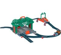 Thomas & Friends Thomas et Ses Amis La Gare des Quatre Vents avec Coffret de Jeu 2-en-1 et Mallette de Rangement, avec la Locomotive Thomas et Un Wagon, Jouet Enfant, Dès 3 Ans, HGX63