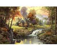 Thomas Kinkade 2000 Piece Jigsaw Puzzle Autumn House in The Woods for Children and Adults, Fun and Personalized Game, 100x70cm