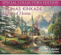 Thomas Kinkade Studios - Thomas Kinkade Collector's Scripture Edition 2027 Deluxe Wall Calendar + Print: Lights of Home