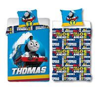 Thomas la Petite Lokomotive Parure de lit pour bébé Friends 100 x 135 + 40 x 60 cm 100 % coton renforcé de qualité Linon James Edward Henry Gordon Percy Parure de lit réversible Taille allemande