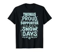 Thomas, Partisan de Snow Days, Thomas Christmas Winter T-Shirt Graphique avec Valeur, Homme, Noir, XL
