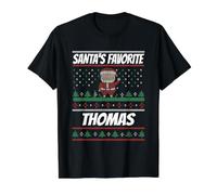 Thomas préféré du Père Noël drôle Nom Thomas T-Shirt Graphique avec Valeur, Homme, Noir, M