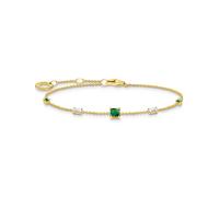 Thomas Sabo Bracelet pierres vertes et blanches Argent sterling 925 doré 18 carats